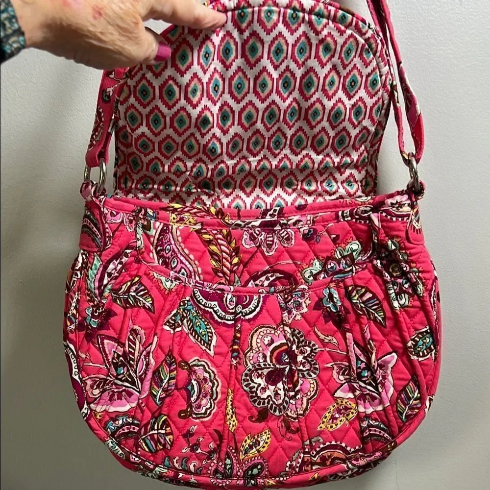 Vera Bradley Call Me Coral Quilted Shoulder/Crossbody  Saddle Bag